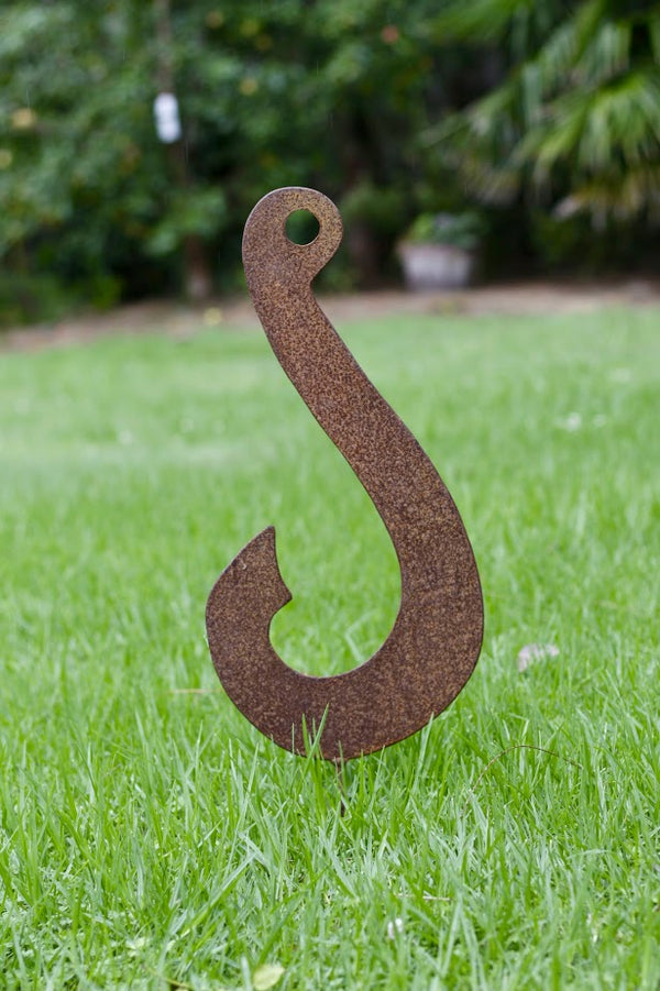 Rustic Iron Sculpture - Fishing Hook 51cm – Bulbs Direct